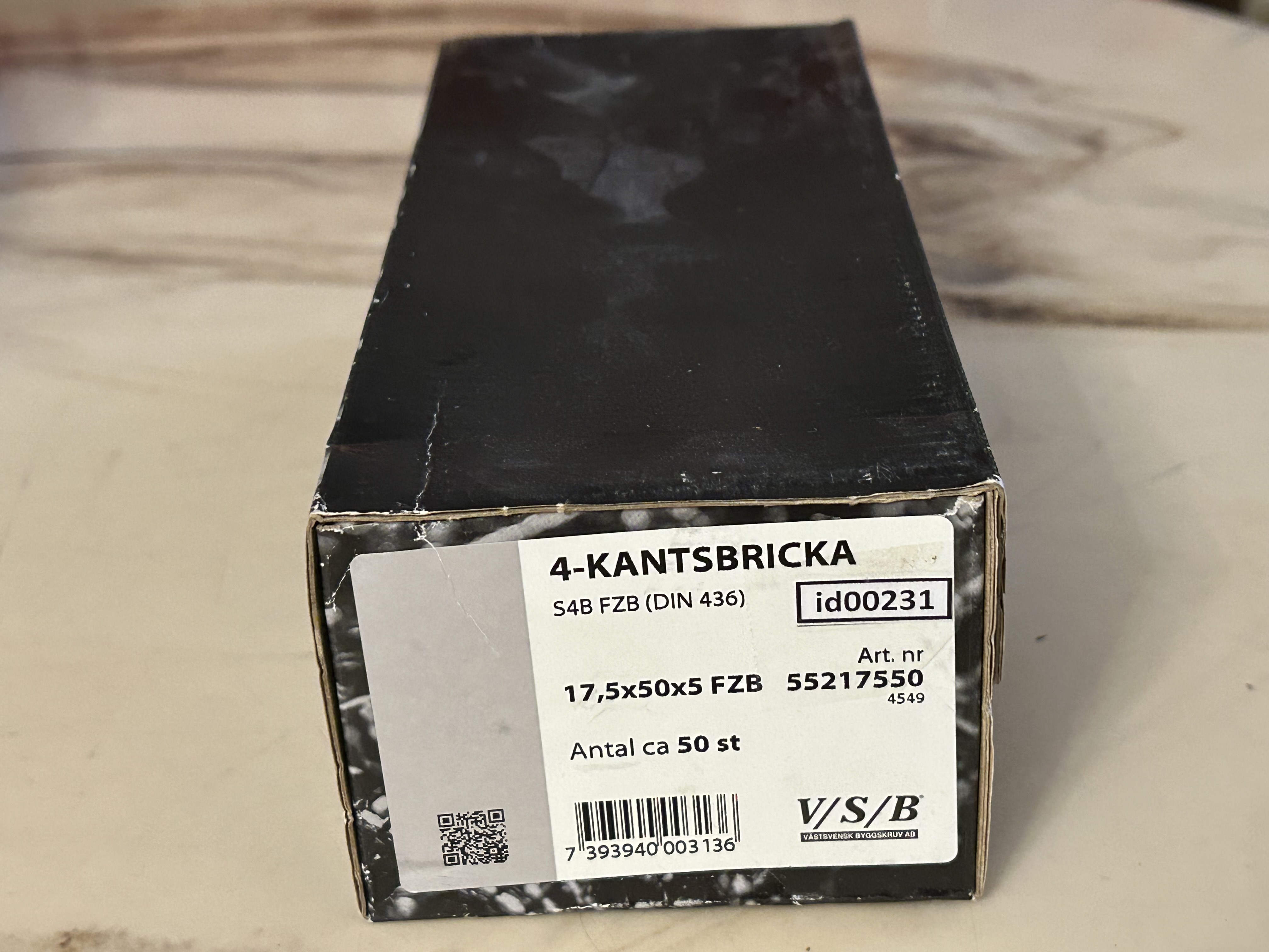 Fyrkantsbricka (id00231) VSB 17.5x50x5 mm 1 paket EAN 7393940003136_1