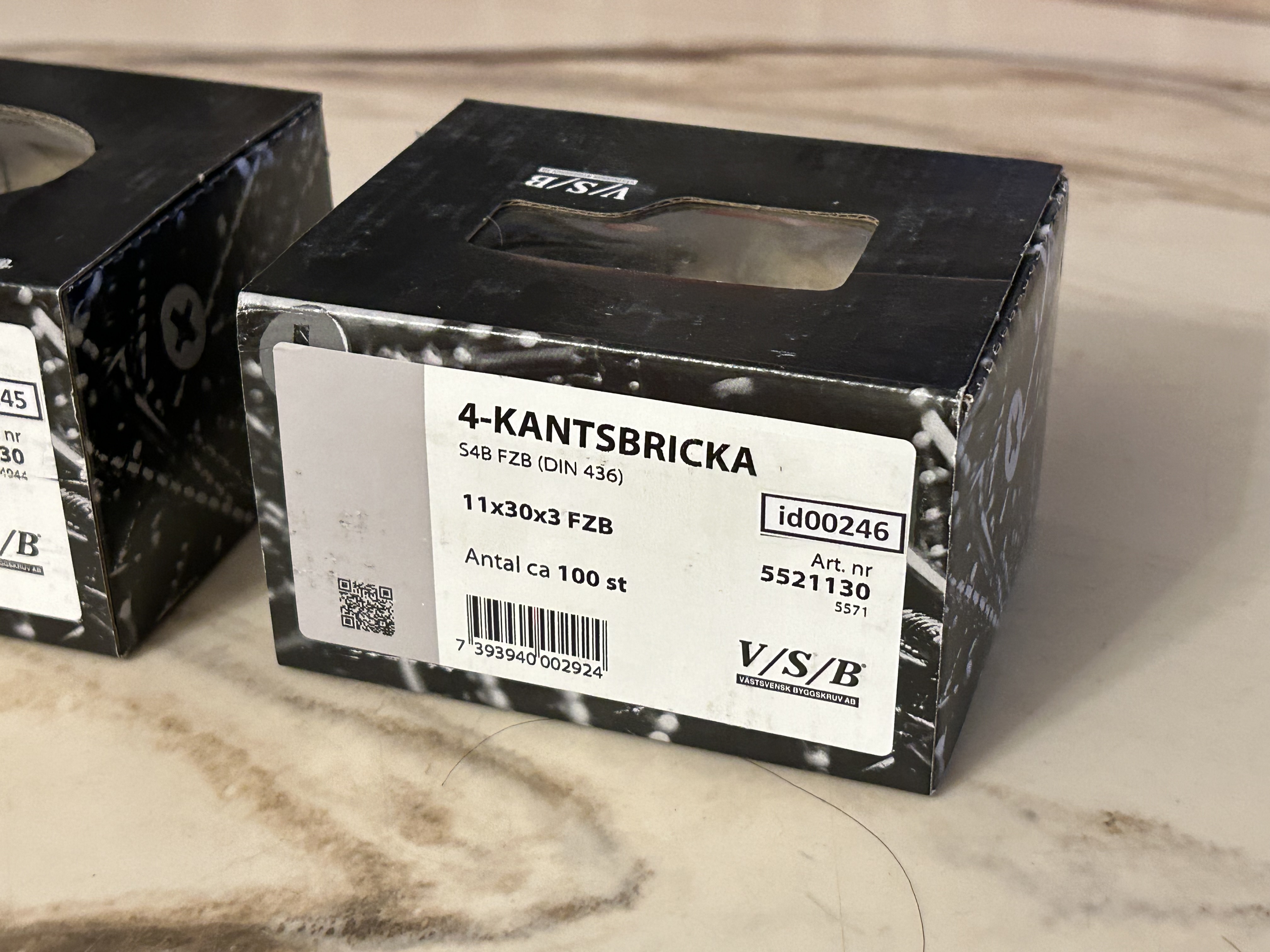 4-kantsbricka (id00245-46) 11x30x3 mm 2 paket VSB Artikelnummer 5521130_3