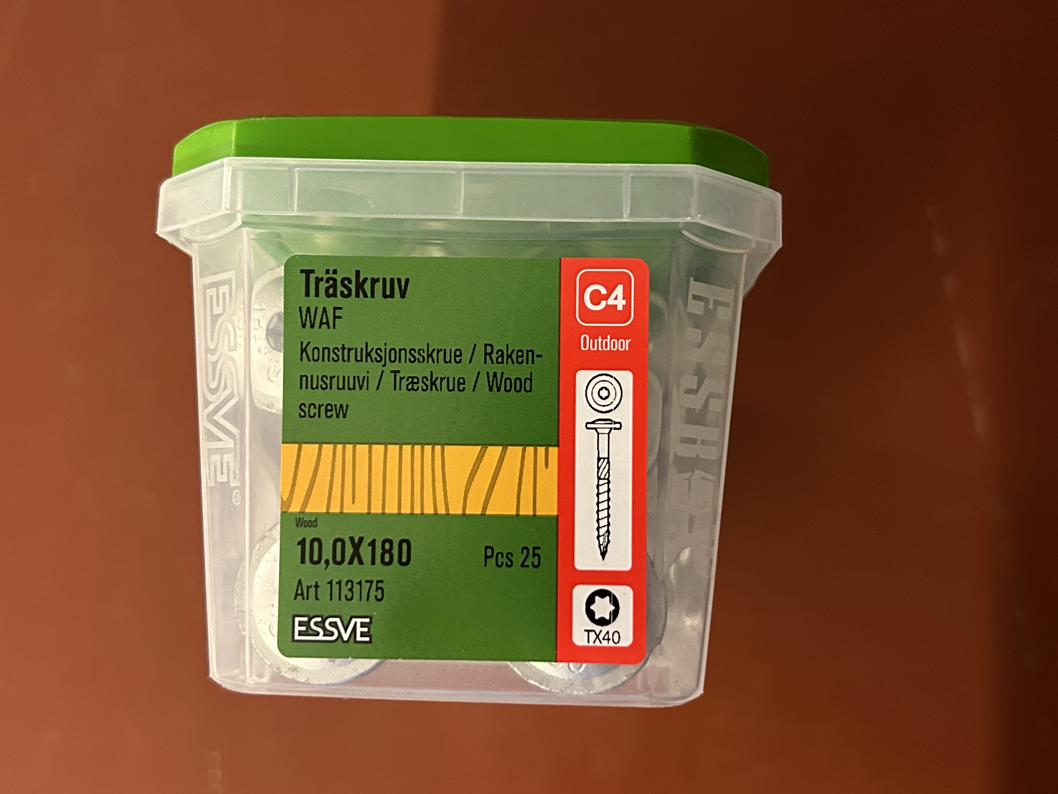 Träskruv (id00257) Essve 10,0×180 mm Outdoor C4 Artikelnummer 113175_3