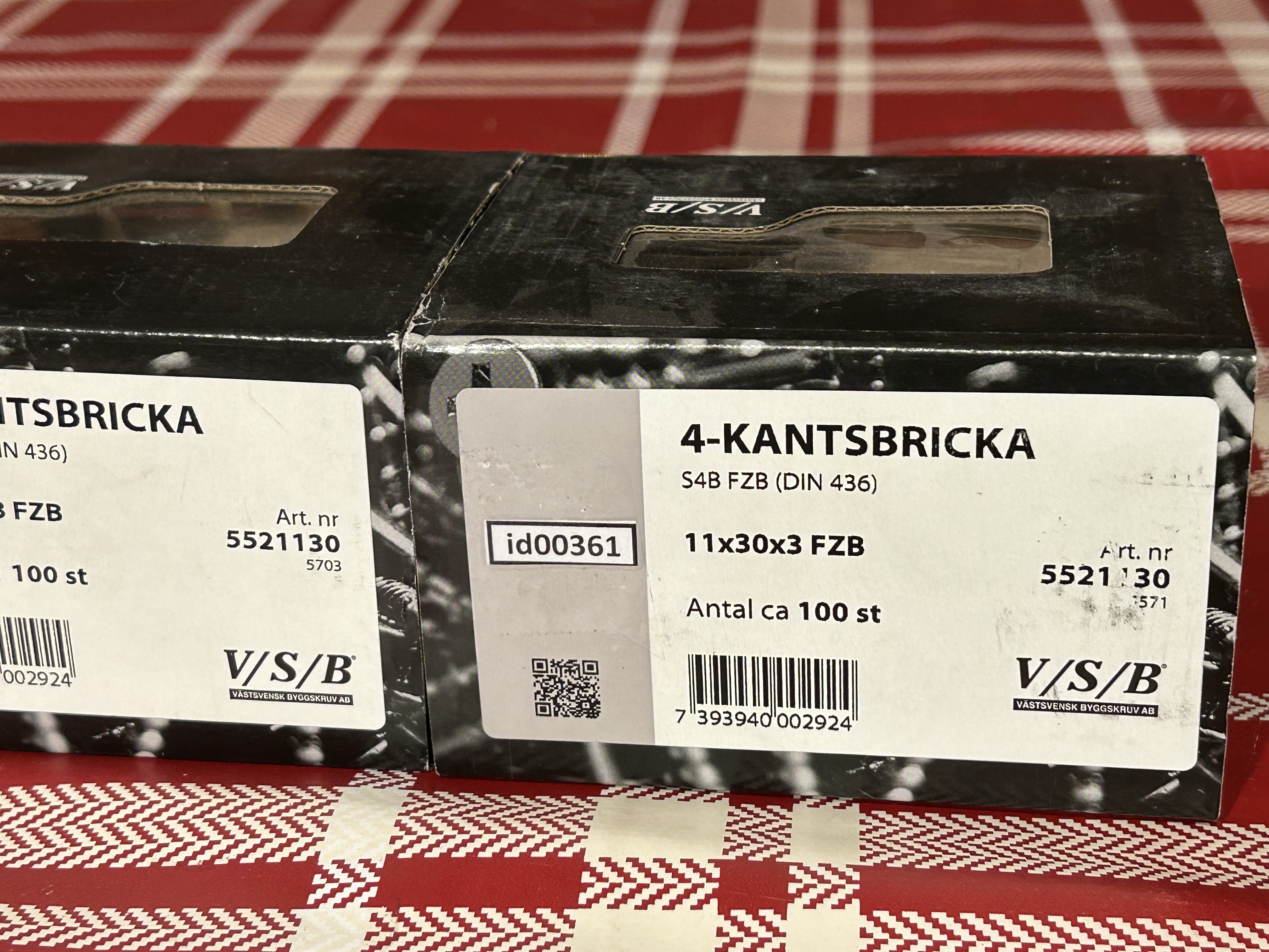 Fyrkantsbricka (id00360-61) VSB 11x30x3 mm 2 paket 2x100 st Artikelnr. 5521130_3