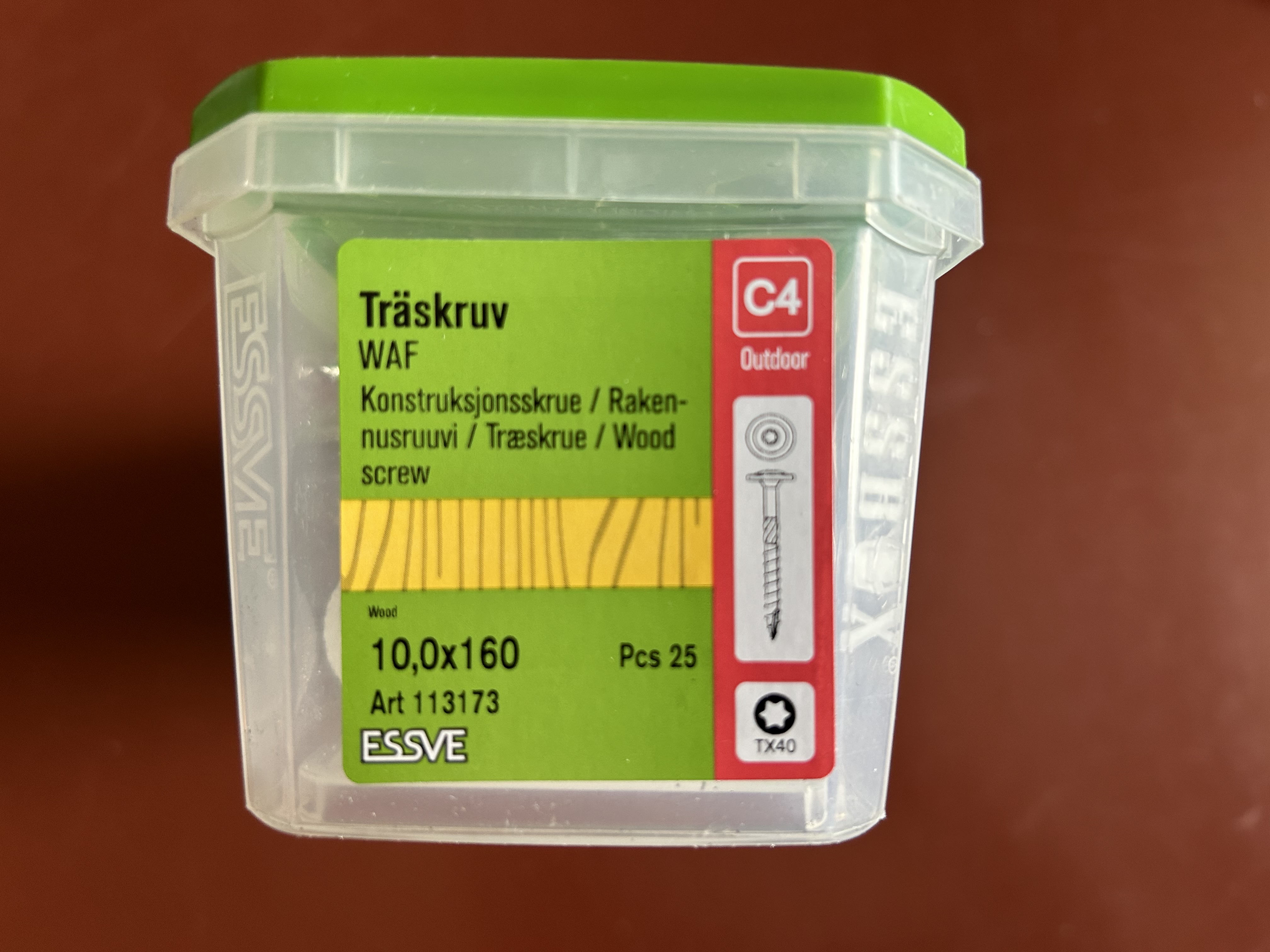 Träskruv (id00252) Essve 10,0x160 mm Outdoor C4 Artikelnummer 113173_4