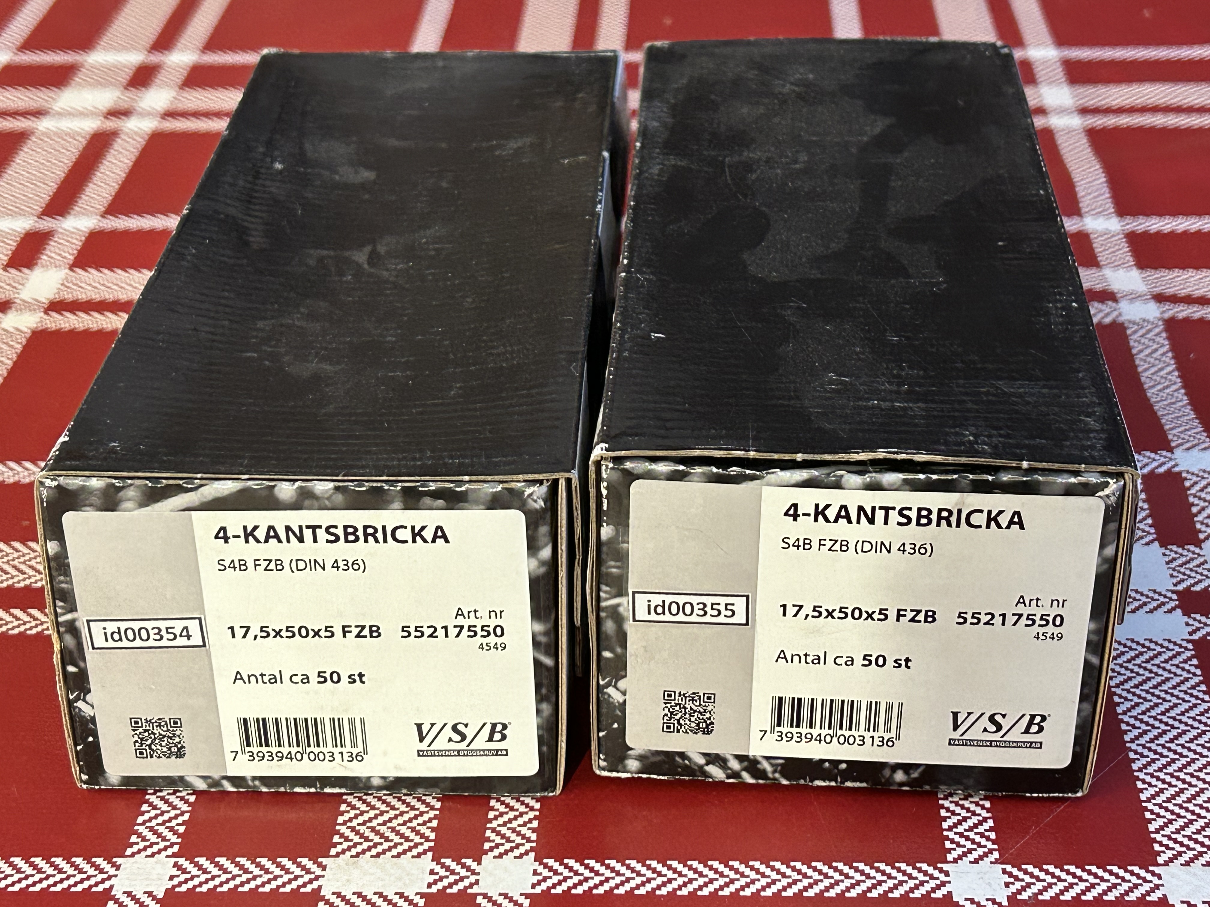 Fyrkantsbricka (id00354-55) VSB 17,5x50x5 mm 2 paket 2x25 st Artikelnr. 55217550_1