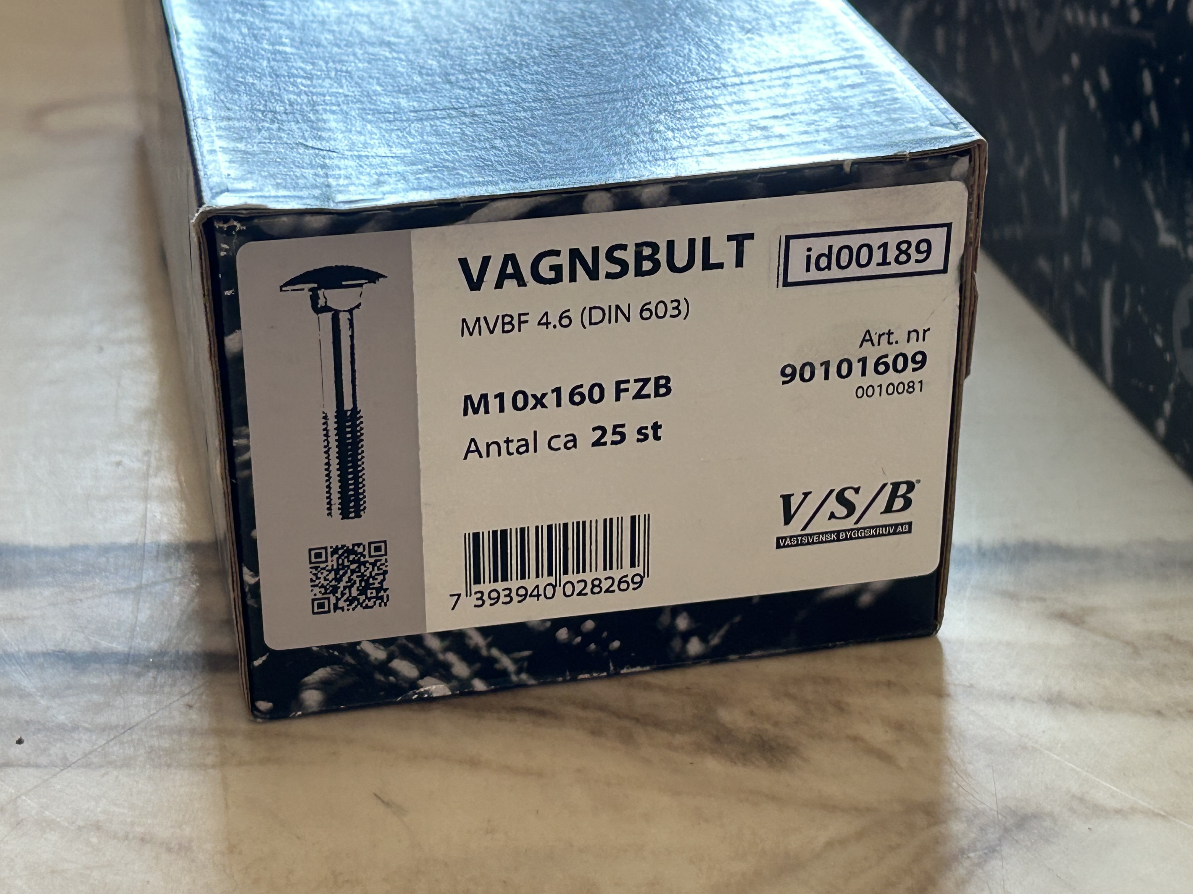 Vagnsbult (id00189-90) VSB M10x160 mm 2 paket EAN 7393940028269 Totalt 4,7 kg_2